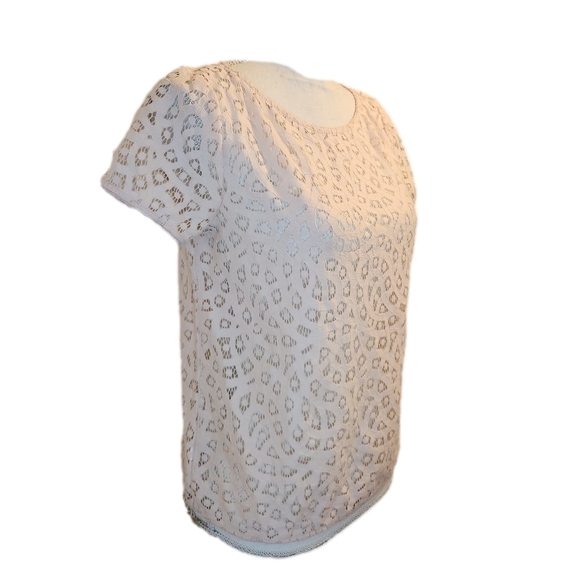 Loft Chic Lace Blouse - Peach Sz: SP Cotton Blend - Picture 8 of 11